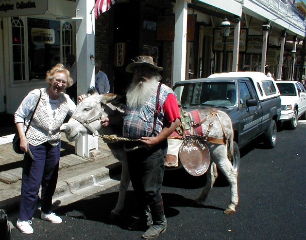 Eli's mother, Rita on her way to Vt. ~ had to stop and visit a donkey!